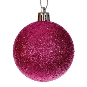 1" Hot Pink Matte Shiny Sequin Glitter Ball Ornament (36 Pack) 3