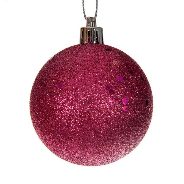 1" Hot Pink Matte Shiny Sequin Glitter Ball Ornament (36 Pack) 5