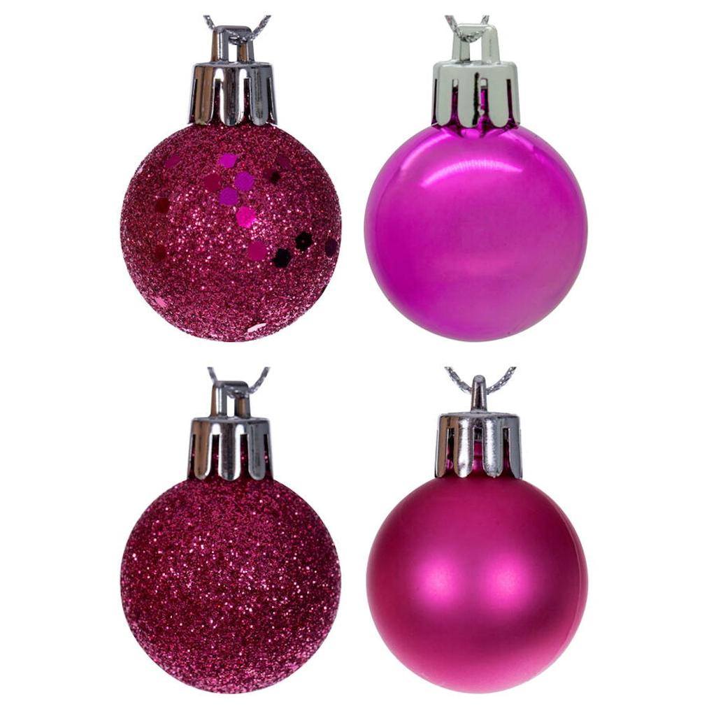 1" Hot Pink Matte Shiny Sequin Glitter Ball Ornament (36 Pack) 1