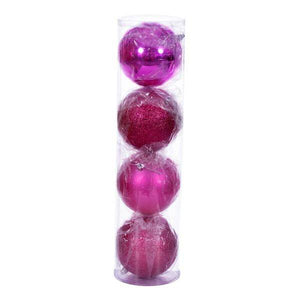 4.75" Hot Pink 4 Finish Ornaments (4 Pack) 2