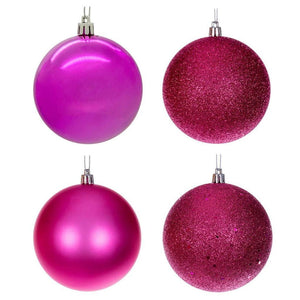 4.75" Hot Pink 4 Finish Ornaments (4 Pack) 1