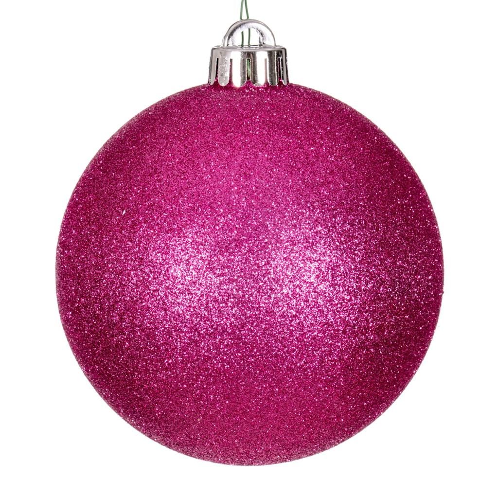 4.75" Hot Pink Glitter Ornaments (4 Pack) 1