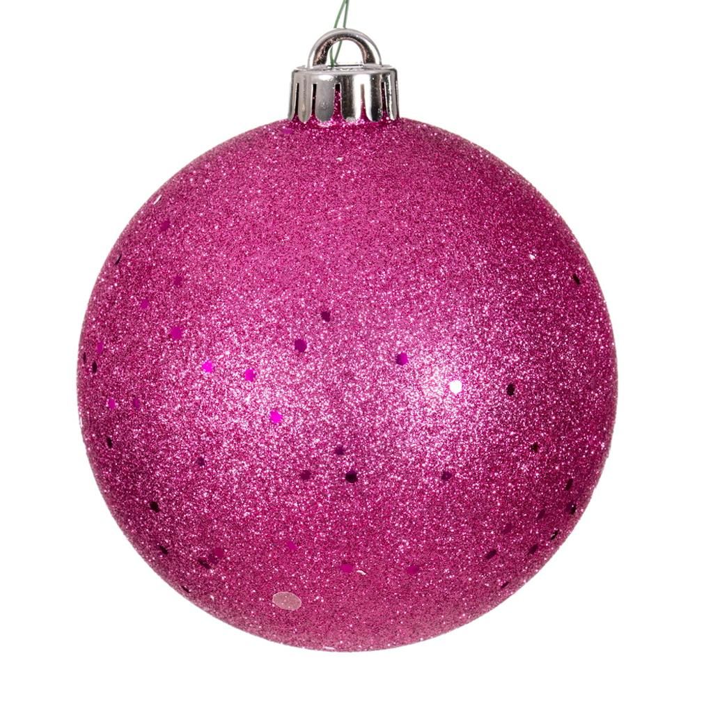 4.75" Hot Pink Sequin Ornaments (4 Pack) 1