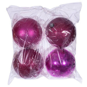 8" Hot Pink 4 Finish Ball Ball Ornament (4 pack) 2