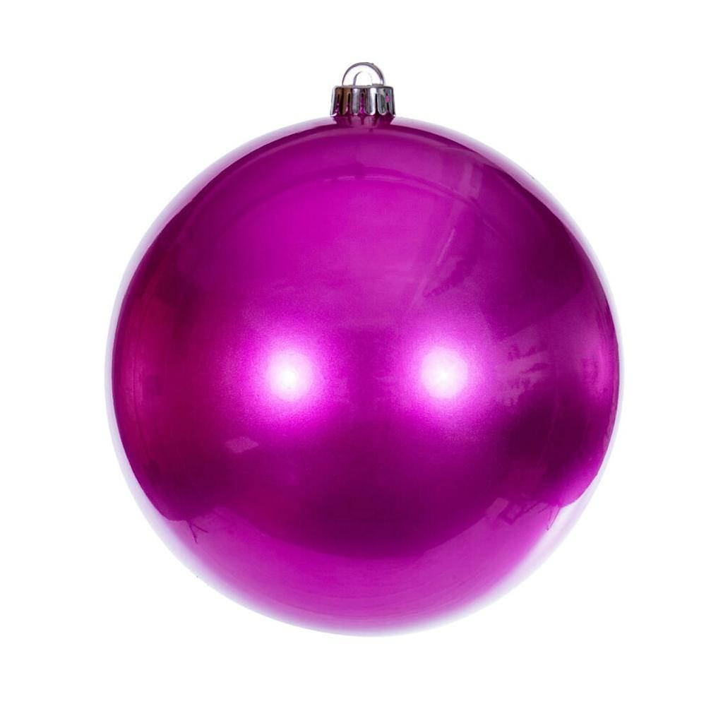 8" Hot Pink Candy Ball UV Drilled Ornament 1
