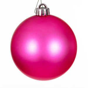 8" Hot Pink Matte Lined Ball Ornament 1
