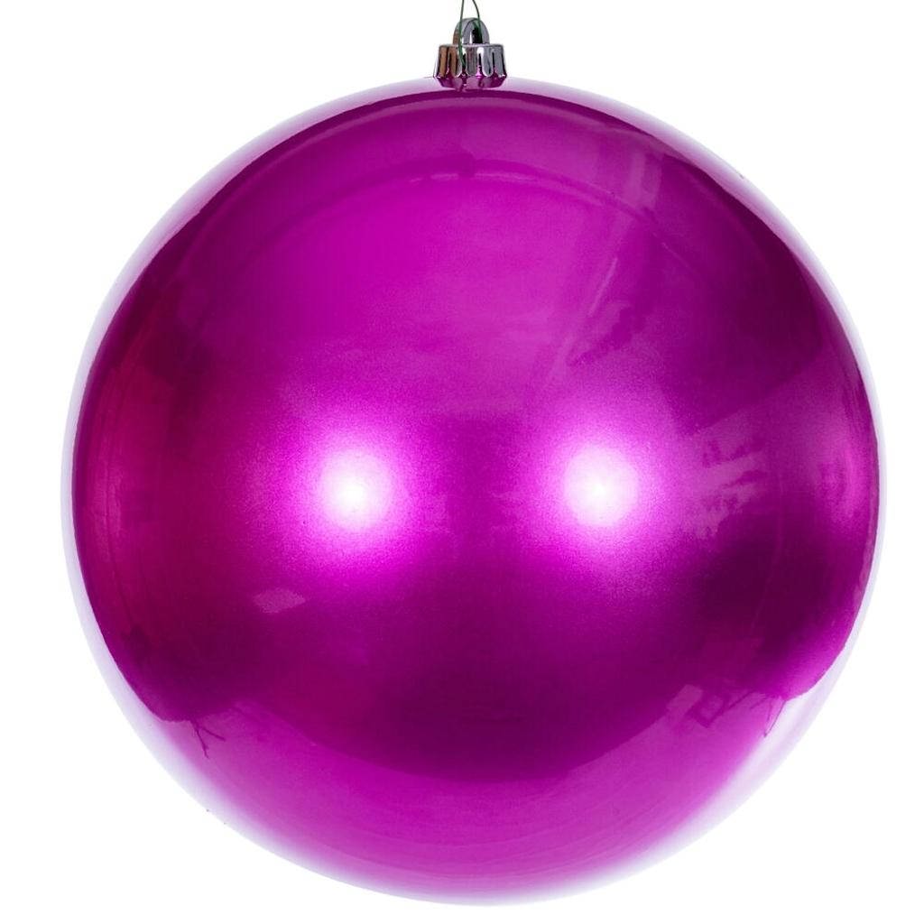 12" Hot Pink Candy Ball UV Drilled Cap Ornament 1