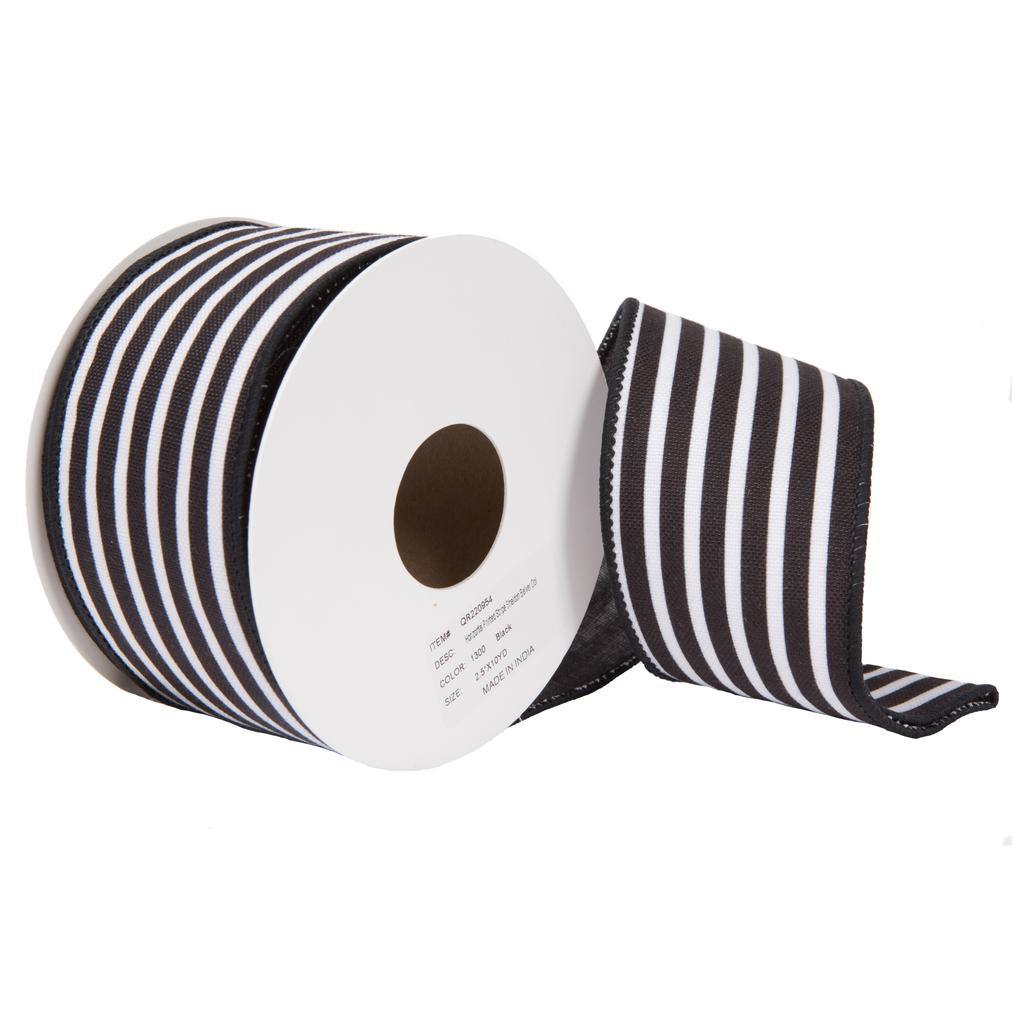 2.5"x30' Black Horizontal Stripe Ribbon 1