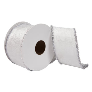 2.5"x15' Ivory Viscose Velvet Ribbon 1