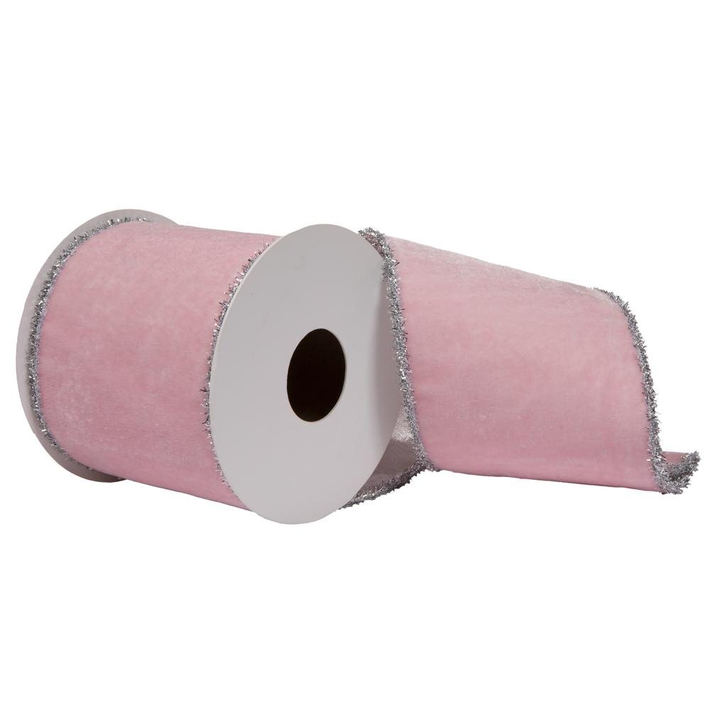 4"x15' Pink Viscose Velvet Decorative Ribbon 1