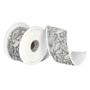 2.5" x 15' Gray Jairo Jacquard Ribbon 1