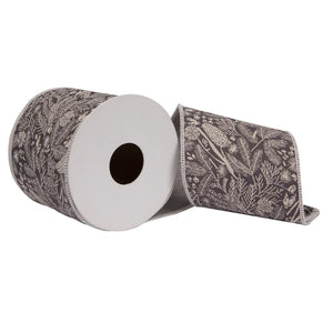 4"x15' Grey Jairo Jacquard Decorative Ribbon 1