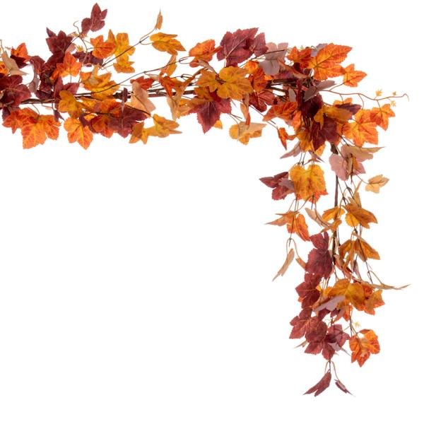 60" Artificial Orange Fall Maple Leaf Garland 3