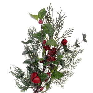 5' Artificial Green Holly Pine and Red Jingle Bell Garland Unlit 2