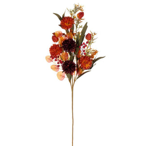 31" Artificial Orange / Burgundy Mixed Mum Chinese Lantern Spray (2 Pack) 1