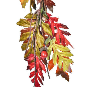 5' Artificial Oak Leaf Acorn Berry Garland 2