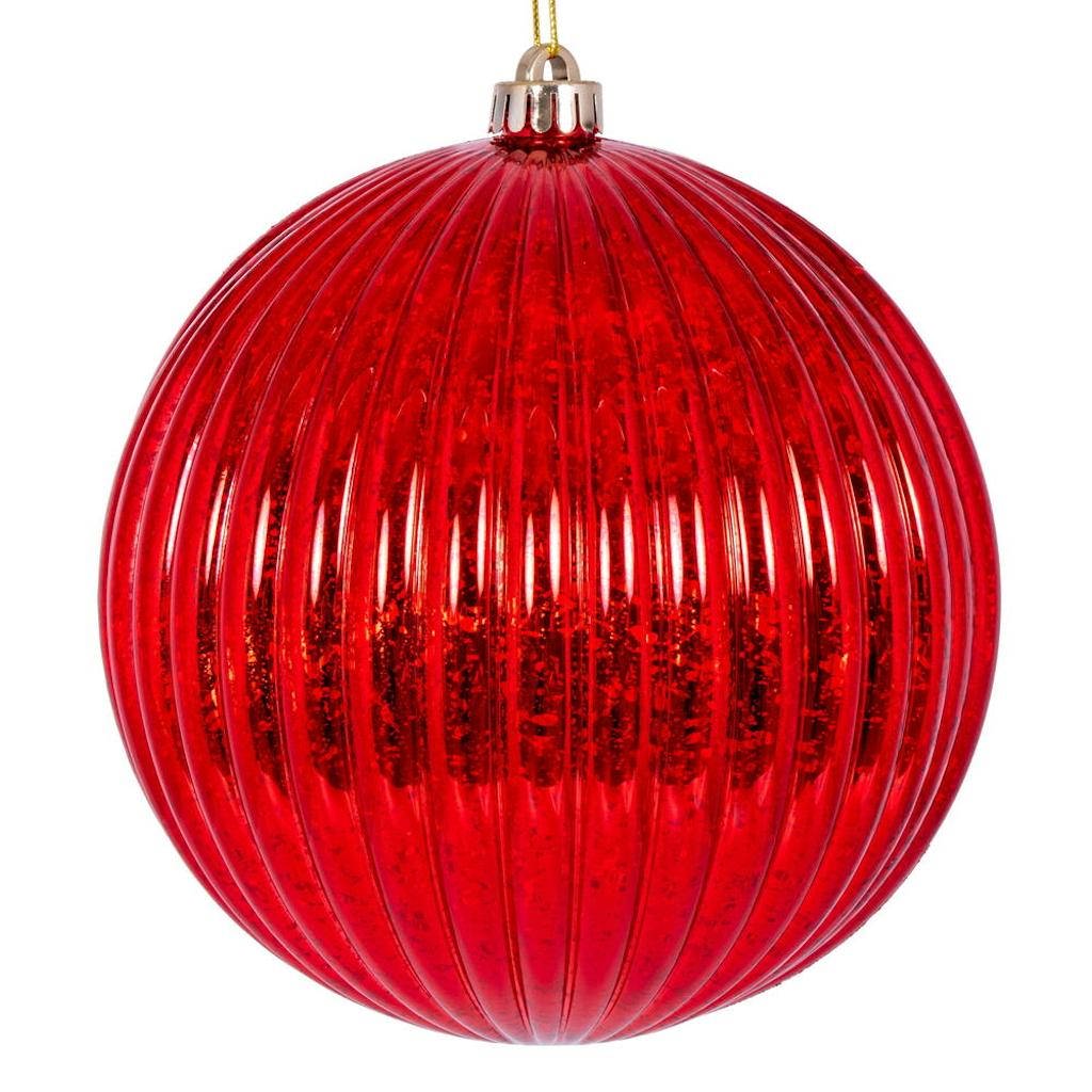 4" Red Shiny Mercury Lined Ball Ornament (6 pack) 1
