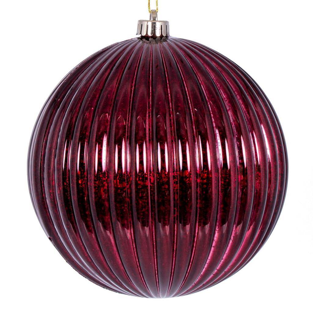 4" Burgundy Shiny Mercury Lined Ball Ornament (6 pack) 1