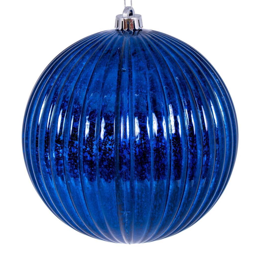 4" Midnight Blue Shiny Mercury Lined Ball Ornament (6 pack) 1