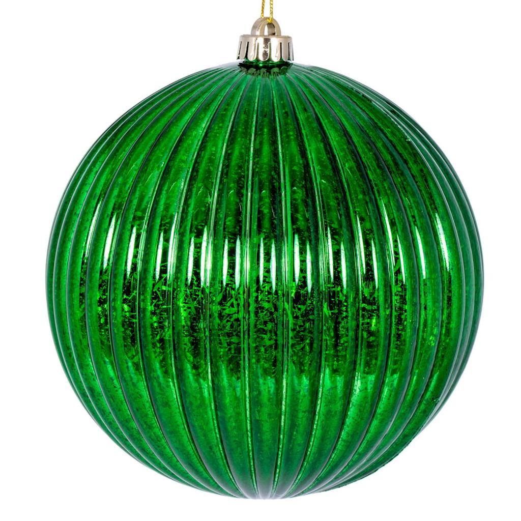 4" Green Shiny Mercury Lined Ball Ornament (6 pack) 1