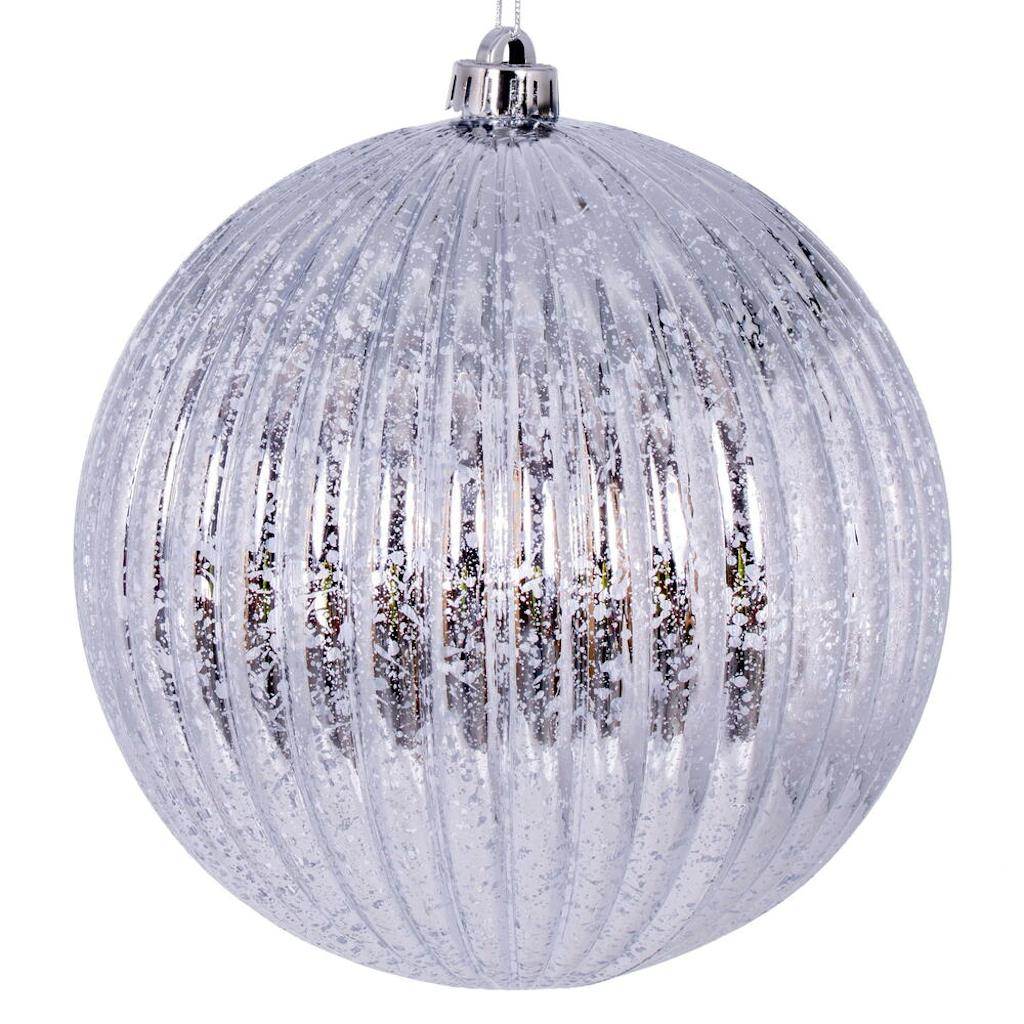 6" Silver Mercury Lined Ball Ornament (4 pack) 1