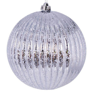 6" Silver Mercury Lined Ball Ornament (4 pack) 1