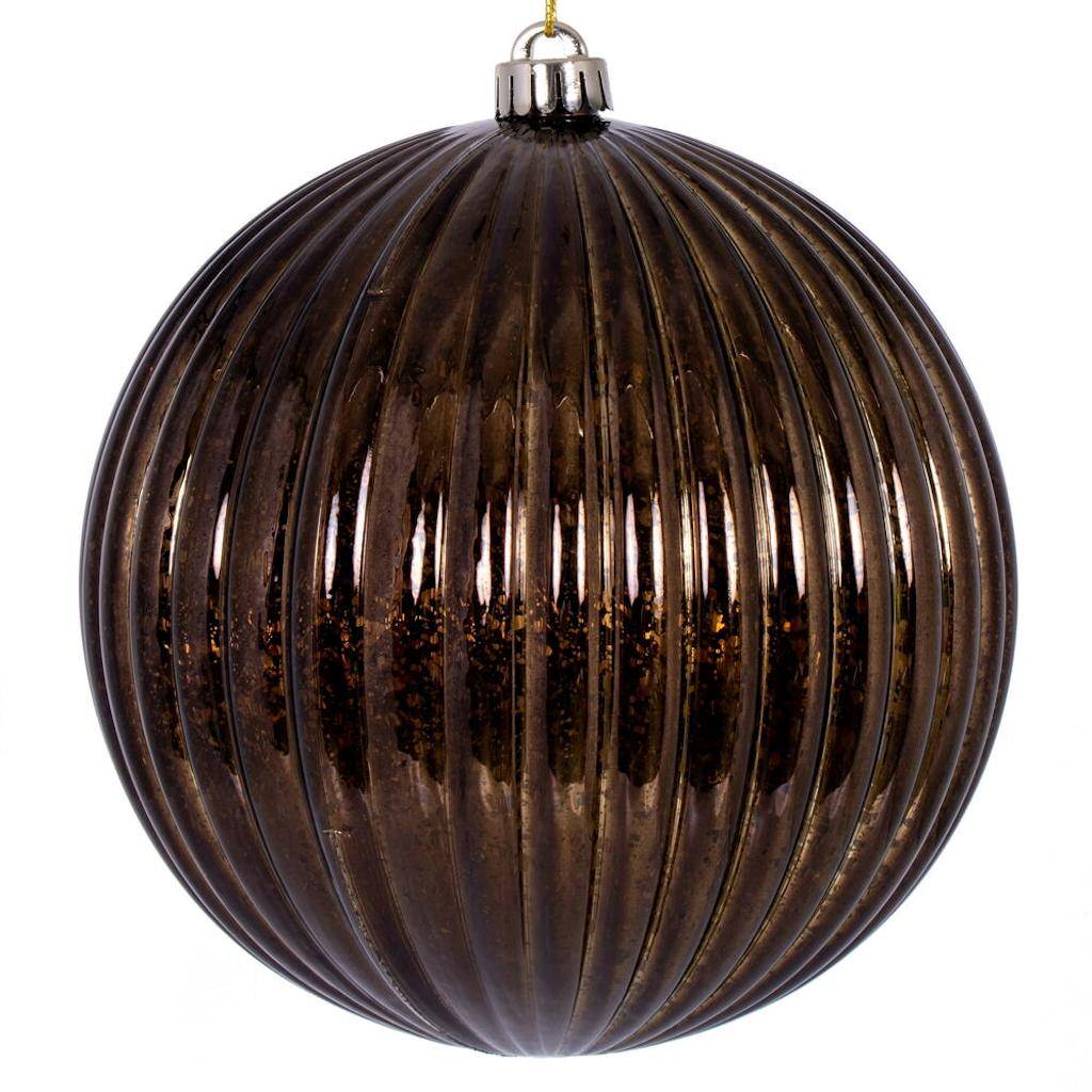 6" Mocha Mercury Lined Ball Ornament (4 pack) 1