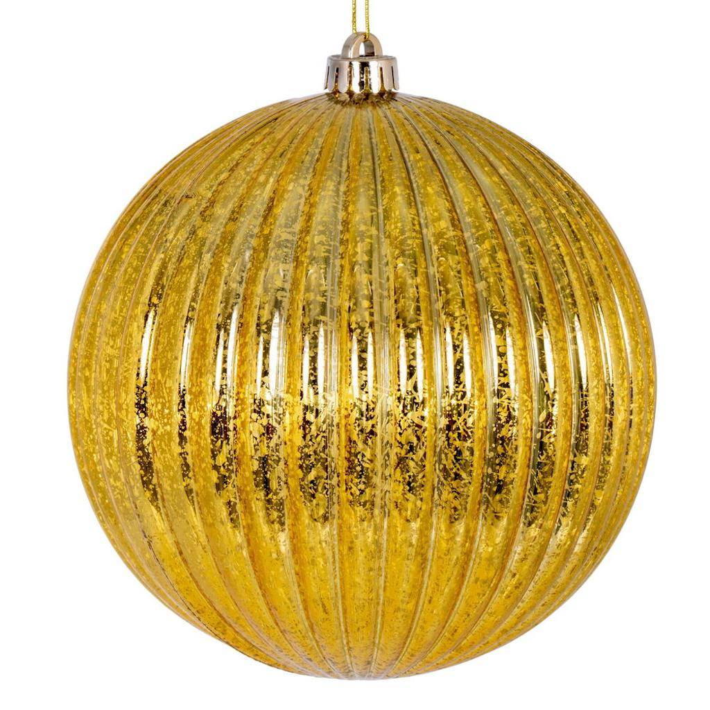 6" Gold Mercury Lined Ball Ornament (4 pack) 1