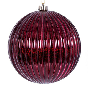6" Burgundy Mercury Lined Ball Ornament (4 pack) 1