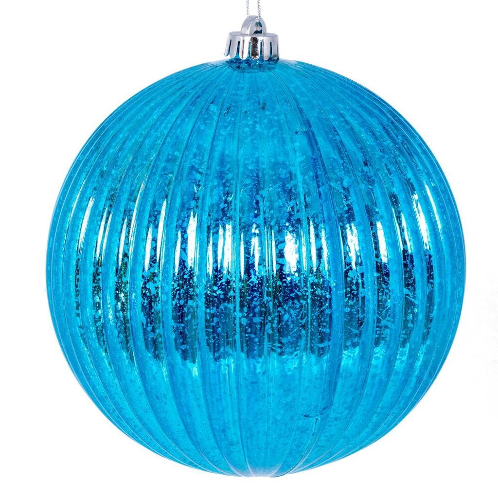 6" Turquoise  Mercury Lined Ball Ornament (4 pack) 1