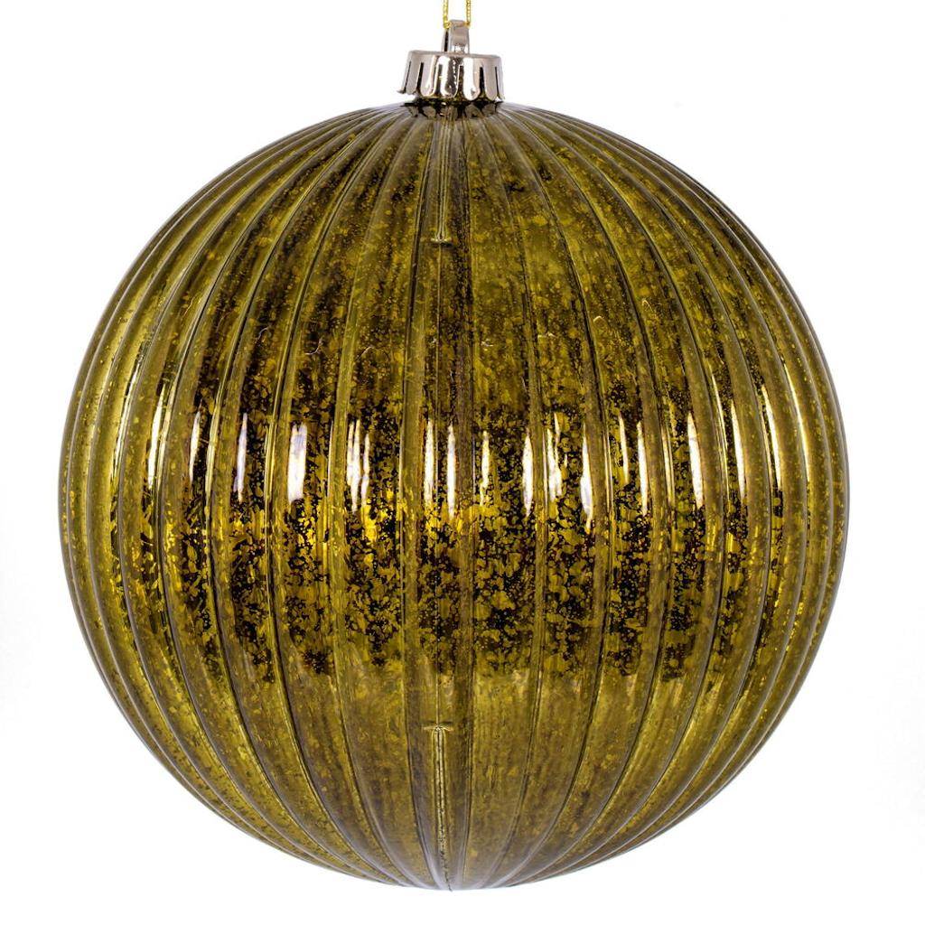 6" Olive Mercury Lined Ball Ornament (4 pack) 1