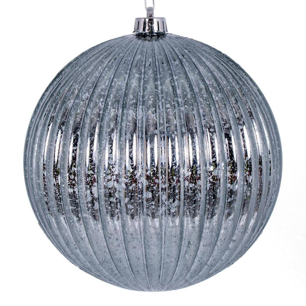 8" Pewter Shiny Mercury Lined Ball Ornament 1