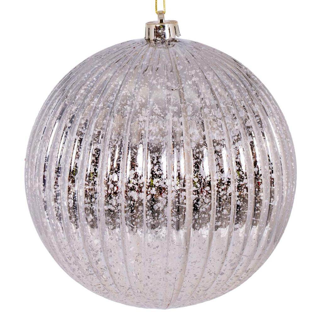 8" Oat Shiny Mercury Lined Ball Ornament 1