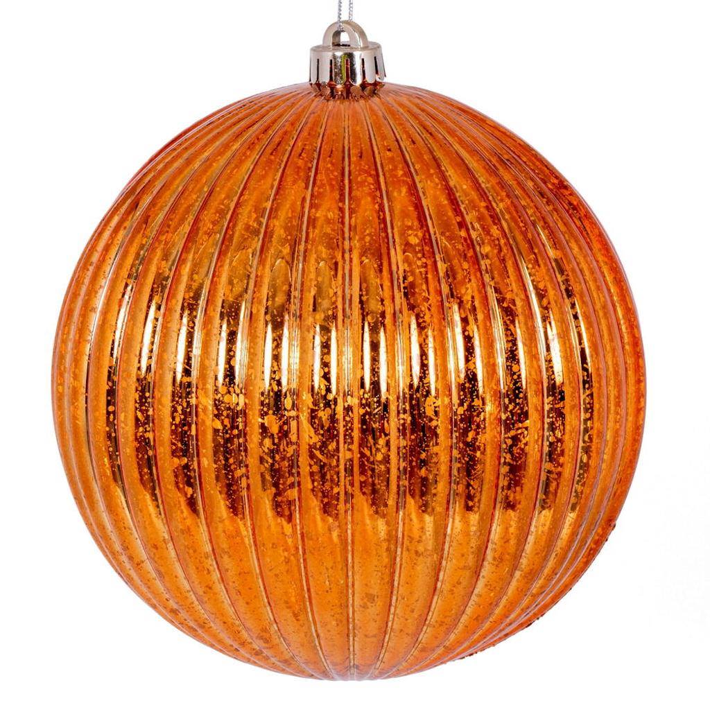 8" Burnished Orange Mercury Lined Ball Ornament 1