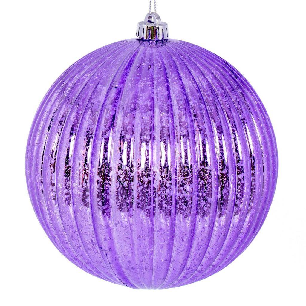8" Lavender Shiny Mercury Lined Ball Ornament 1