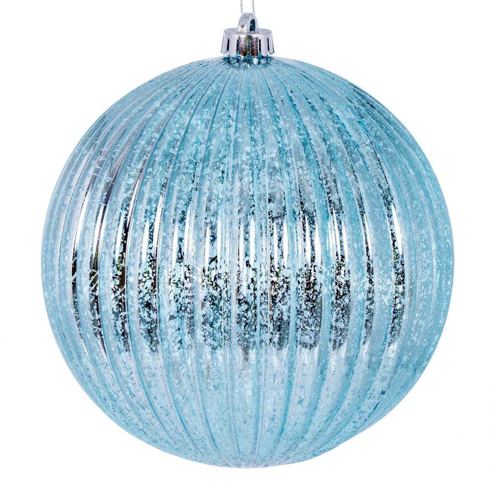 8" Baby Blue Shiny Mercury Lined Ball Ornament 1