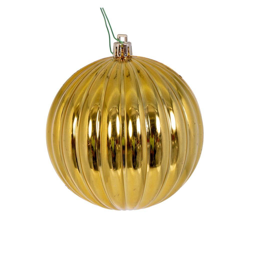 4" Gold Shiny Lined Ball Ornament (6 pack) 1