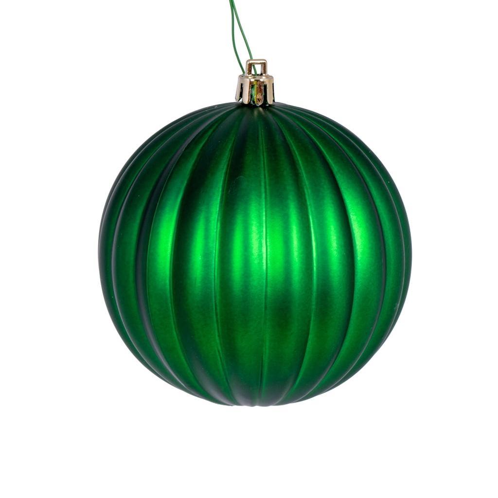 4" Green Matte Mercury Lined Ball Ornament (6 pack) 1
