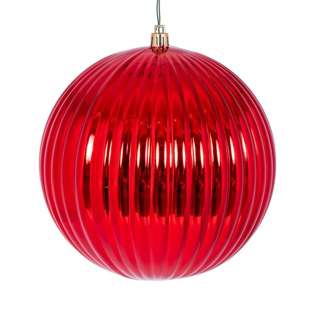 6" Red Shiny Lined Ball Ornament (4 pack) 1