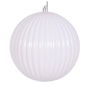 6" White Shiny Lined Ball Ornament (4 pack) 1