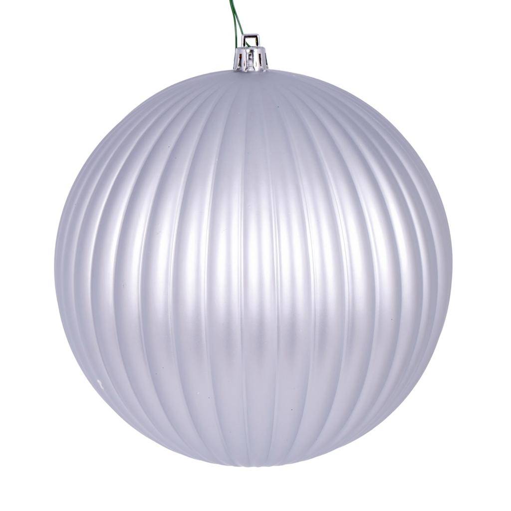 6" Silver Matte Lined Ball Ornament (4 pack) 1