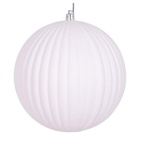 6" White Matte Lined Ball Ornament (4 pack) 1