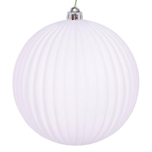 8" White Matte Lined Ball Ornament 1