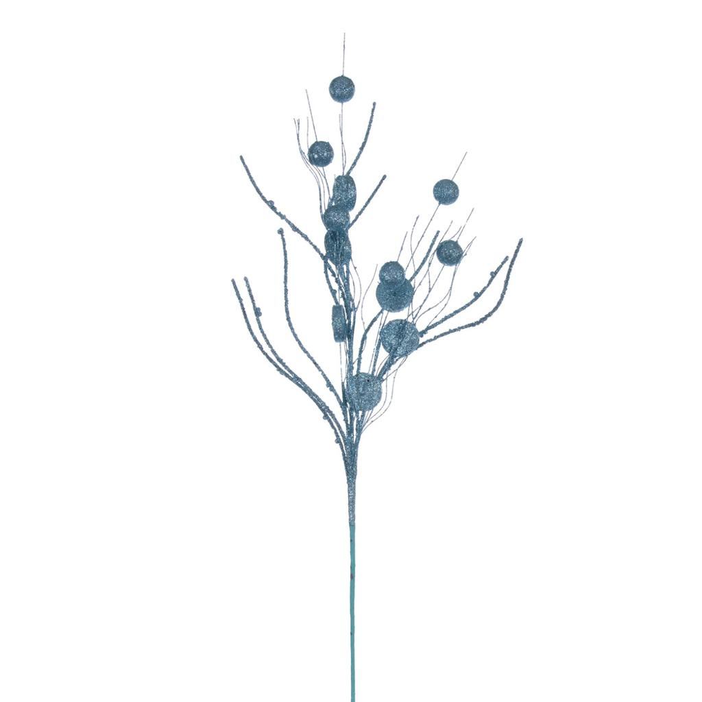 33" Artificial Baby Blue Ball and Coin Glitter Twig Spray (6 Pack) 1