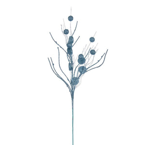 33" Artificial Baby Blue Ball and Coin Glitter Twig Spray (6 Pack) 1