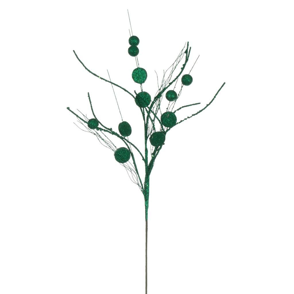 33" Artificial Seafoam Ball and Coin Glitter Twig Spray (6 Pack) 1