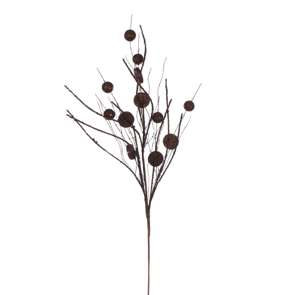 33" Artificial Chocolate Ball and Coin Glitter Twig Spray (6 Pack) 1