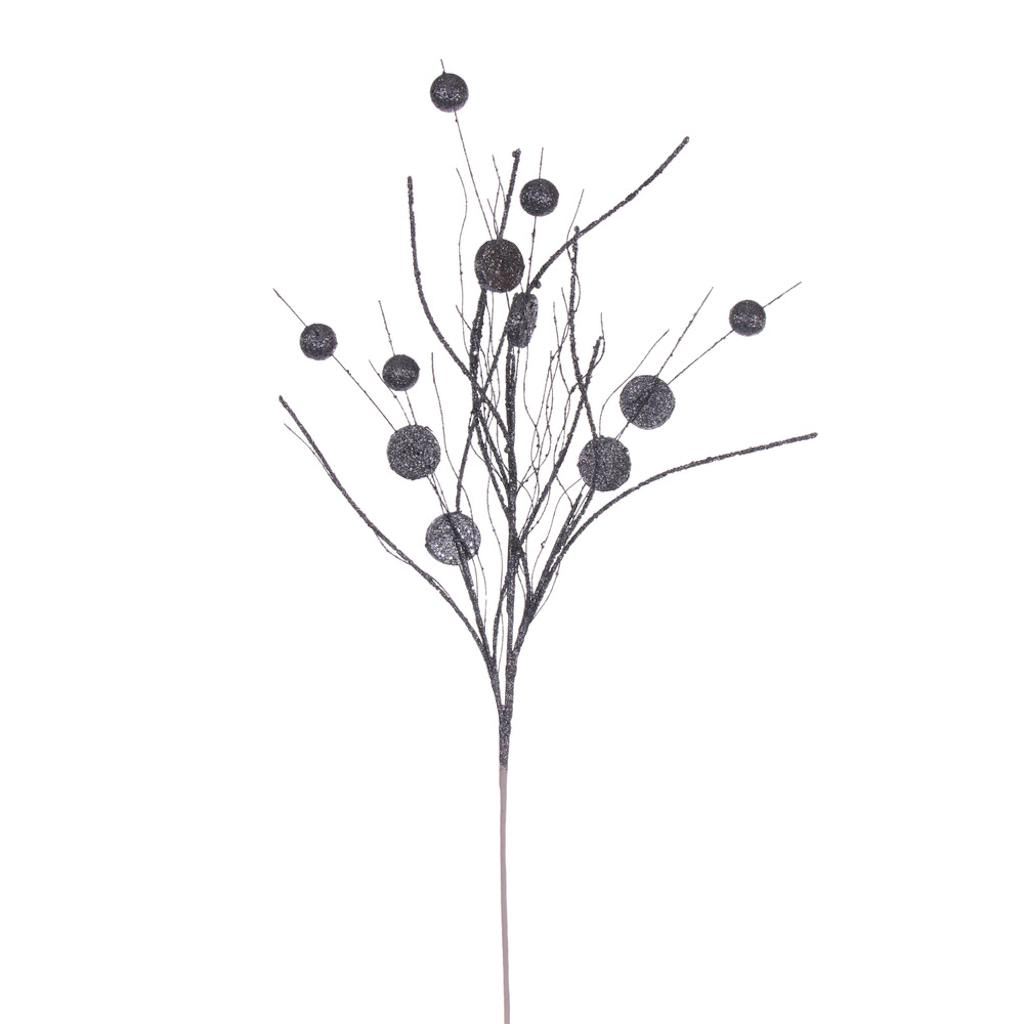 33" Artificial Pewter Ball and Coin Glitter Twig Spray (6 Pack) 1