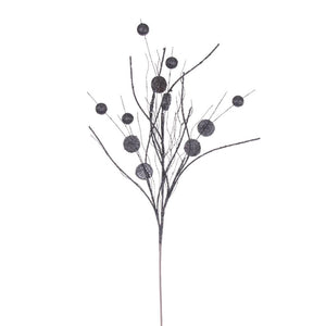 33" Artificial Pewter Ball and Coin Glitter Twig Spray (6 Pack) 1