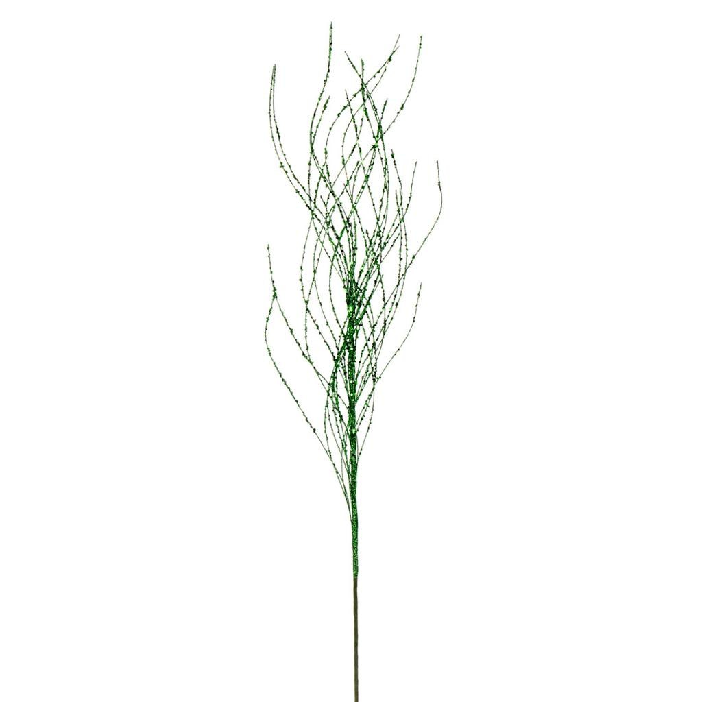 37" Artificial Green Wavy Twig Glitter Spray (6 Pack) 1